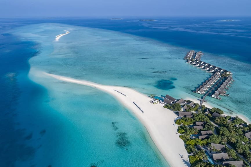 Aerial view of the Four Seasons at Landaa Giraavaru in the Maldives. Photo courtesy of Markus Gortz / Four Seasons