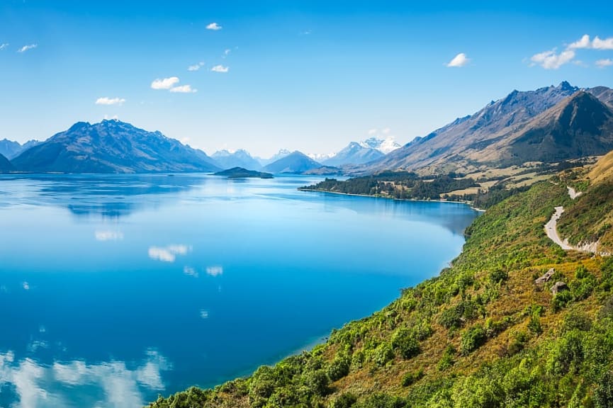 The Road to Paradise along Lake Wakatipu in Queenstown, New Zealand