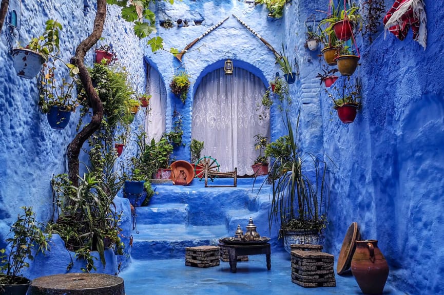 Courtyard in Chefchaouen, Morocco