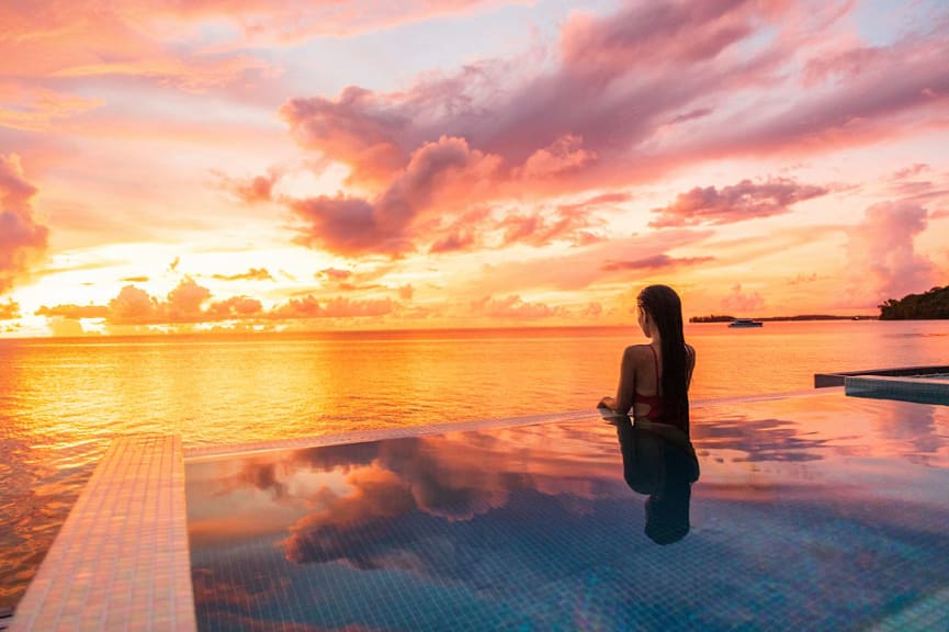 Watching the sunset in Bora Bora, Bora Bora, French Polynesia