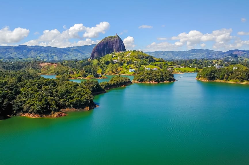 Rock of Guatapé and Peno Lake in Colombia