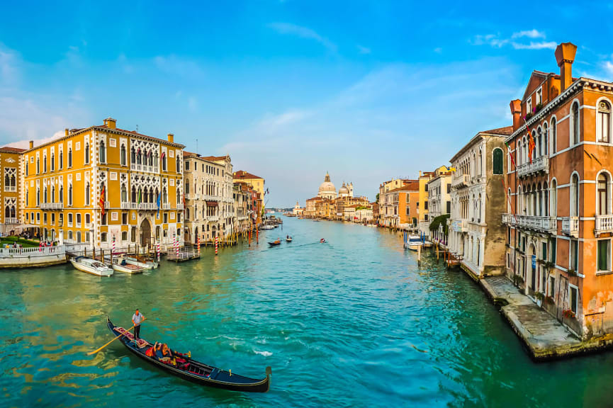 Gondola ride on the Grand Canal in Venice, Italy