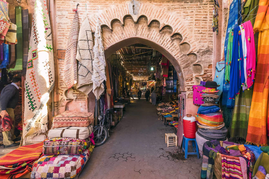 Medina street market in Marrakesh, Morocco