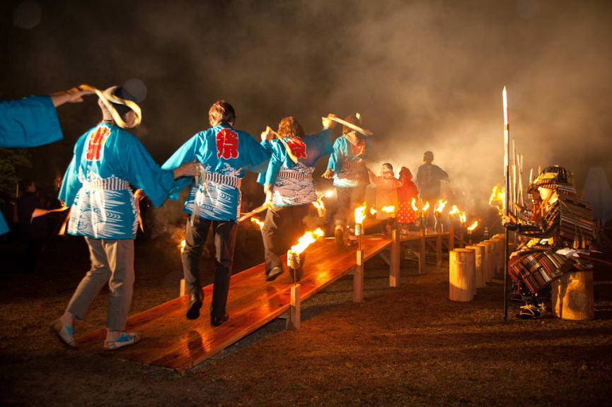 Otokunchi Fire Festival in Hiroshima Japan.  Photo © Hiroshima Prefecture/JNTO