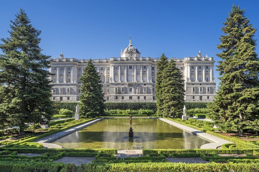 Royal Palace gardens in Madrid, Spain