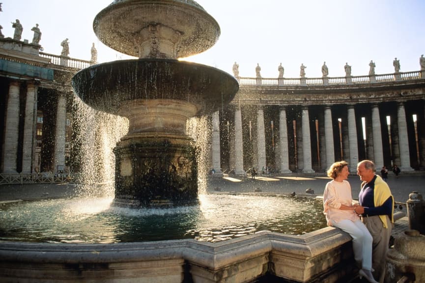 Senior couple at St Peter's Square in Rome, Italy