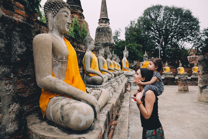 Mother and daughter at Ayutthaya, Thailand