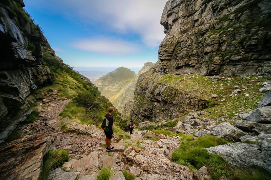 Hikers at Table Mountain in Cape Town, South Africa