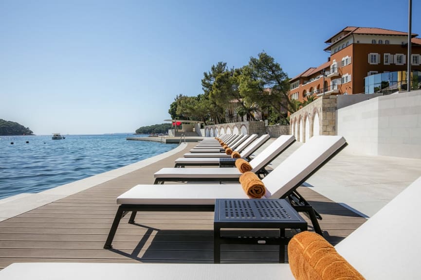 Beach deck at Boutique Hotel Alhambra on Losinj Island, Croatia