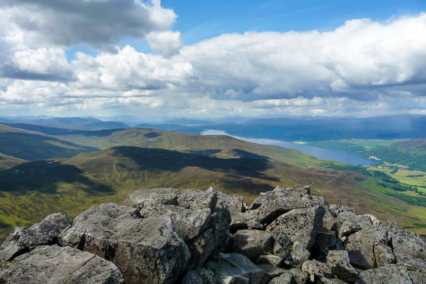 View of Kinloch Rannoch from Mt Schiechallion in Perthshire, Scotland