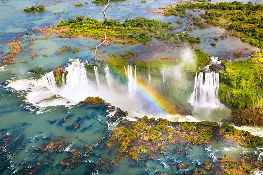 Aerial view of Devil’s Throat in the Iguazu Falls