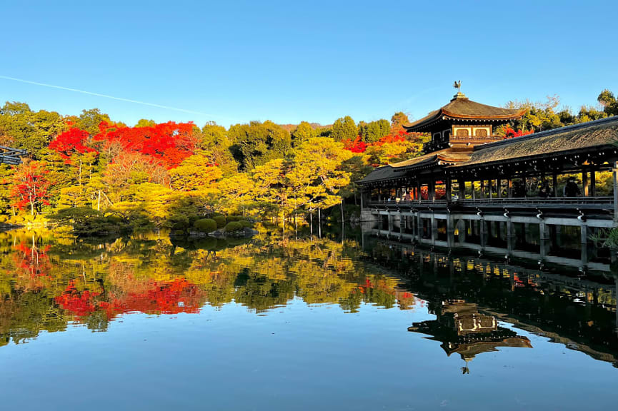 Gardens at Hirano Shrine during autumn in Kyoto, Japan