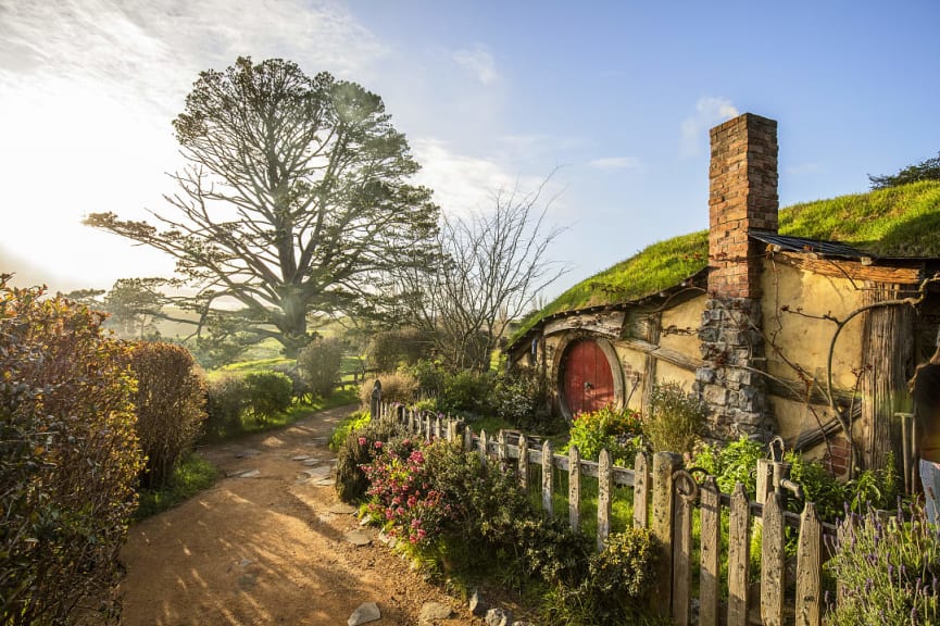 Hobbit house at Hobbiton in Matamata, New Zealand