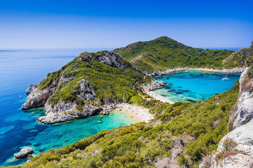 Timoni Beach on Corfu island, Greece