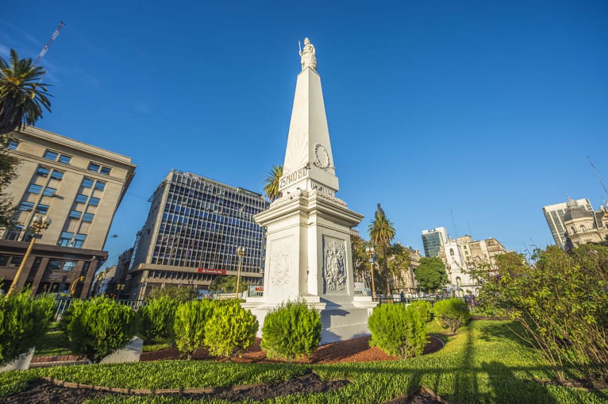 The Piramide de Mayo (May Pyramid), on Plaza de Mayo square, the oldest national monument in the city of Buenos Aires, Argentina