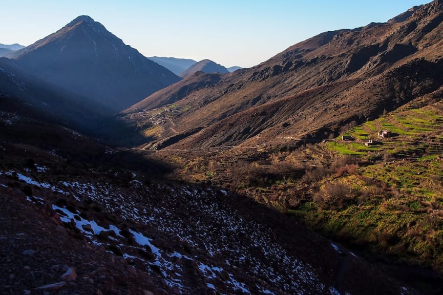 View of the Atlas Mountains and Berber settlements, Morocco