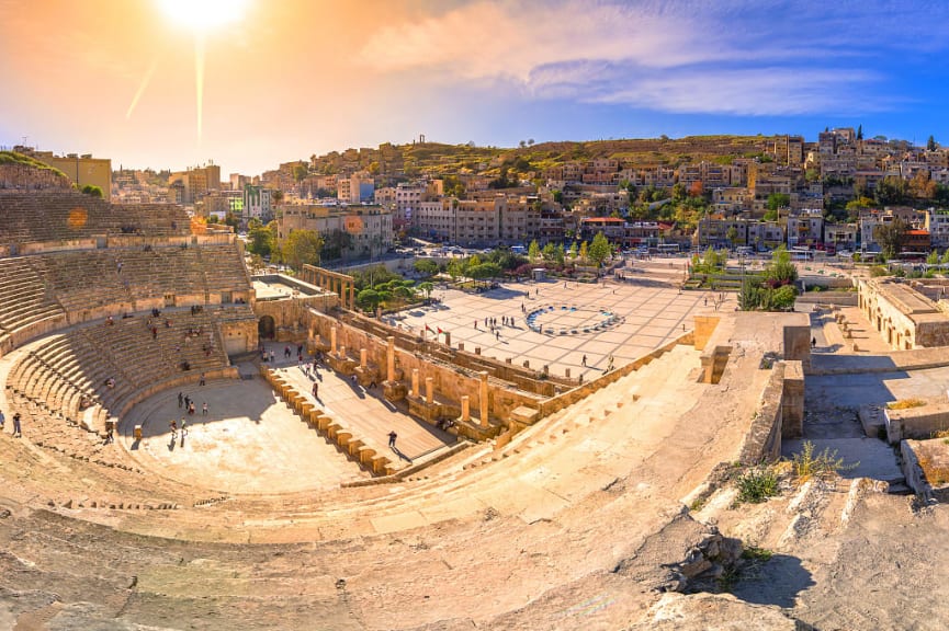 Roman theater ruins in Amman, Jordan