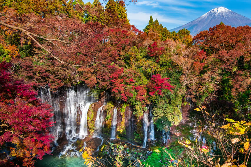  Shiraito Waterfall with view of Mt Fuji