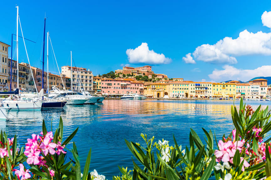 The town and port of Portoferraio on Elba Island, Italy