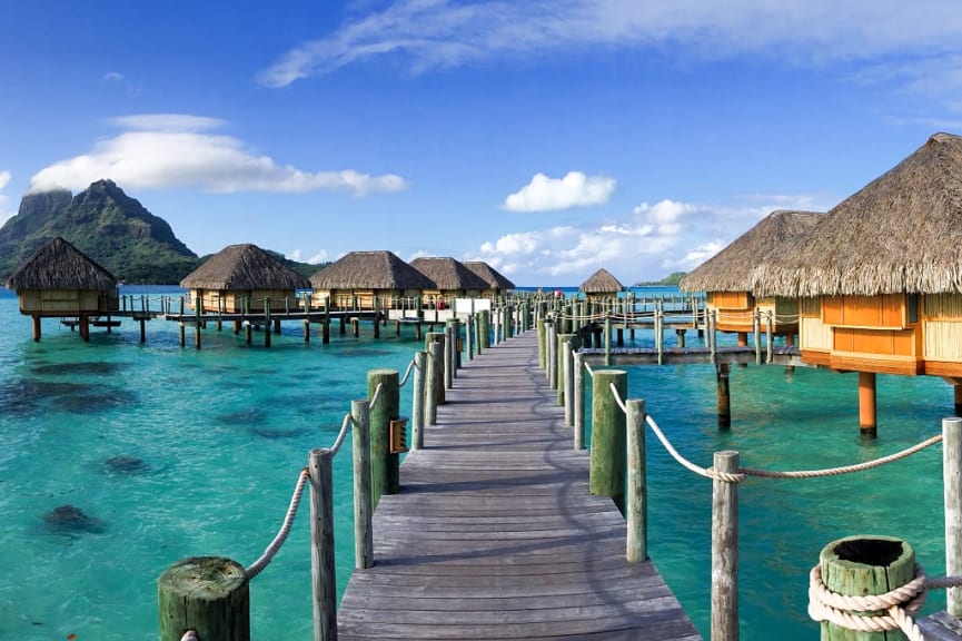 Overwater bungalows in Tahiti