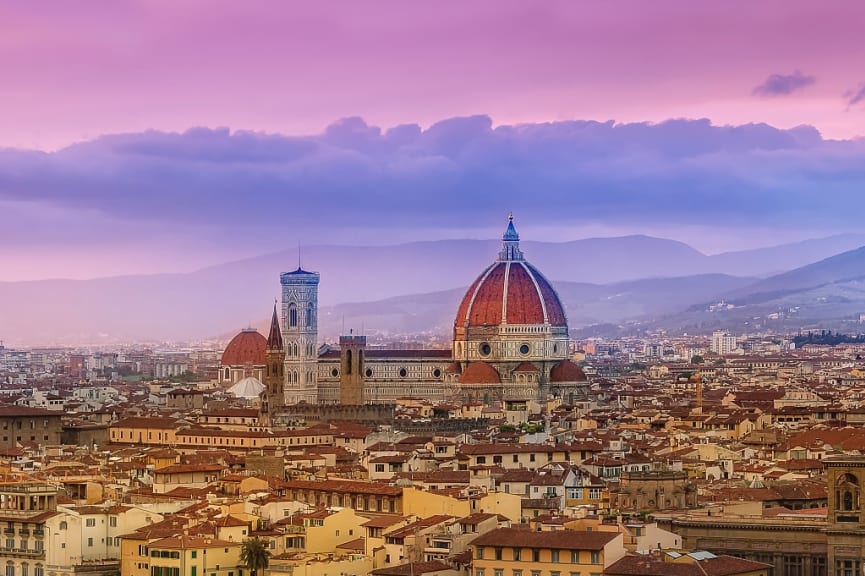 Wintery sunset in Florence, Italy