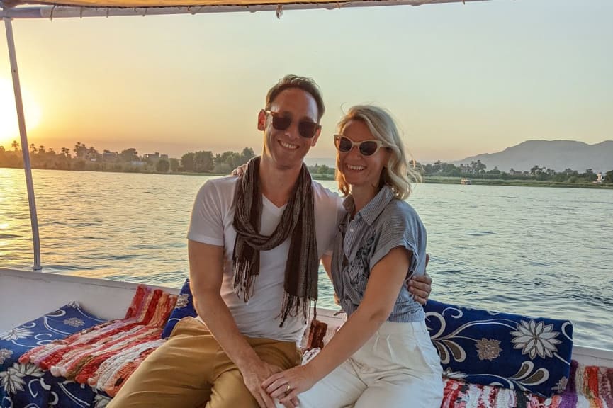 Sunset felucca ride on the Nile River in Egypt