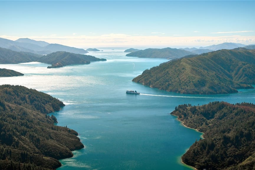 InterIslander ferry in the Marlborough Sounds