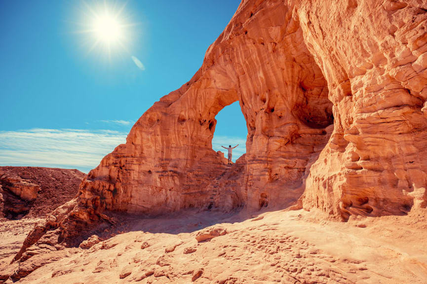 Hiker at Timna Park near Eliat, Israel