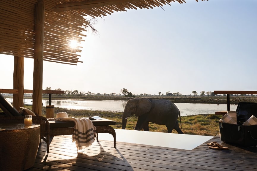 Lodge in Botswana at sunset