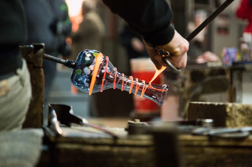 Artisan glass blowing on the island of Murano in Venice, Italy