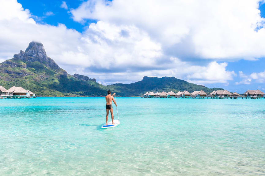 Stand-up paddle boarding in Bora Bora, French Polynesia