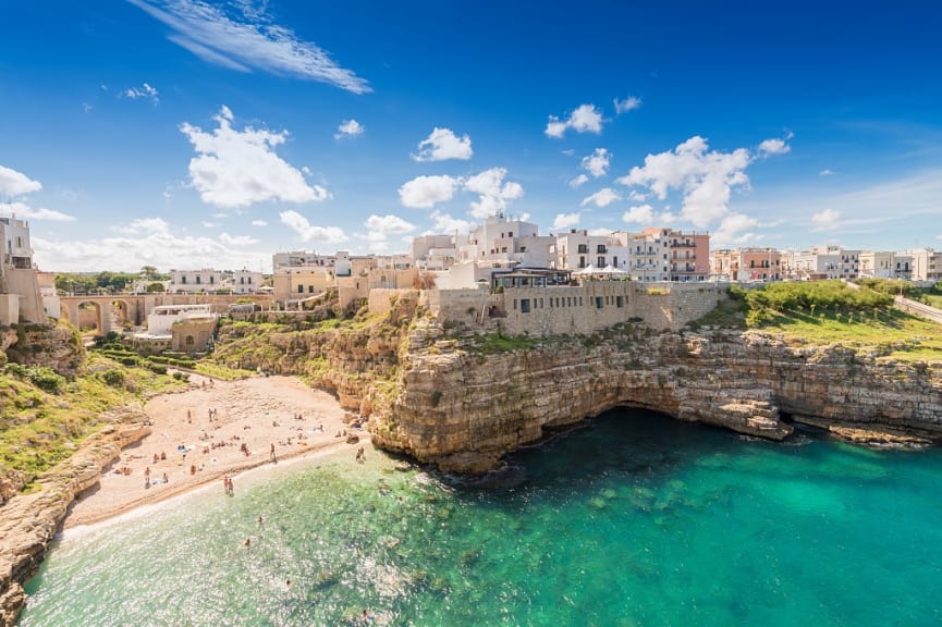 Beach in Polignano a Mare, Italy