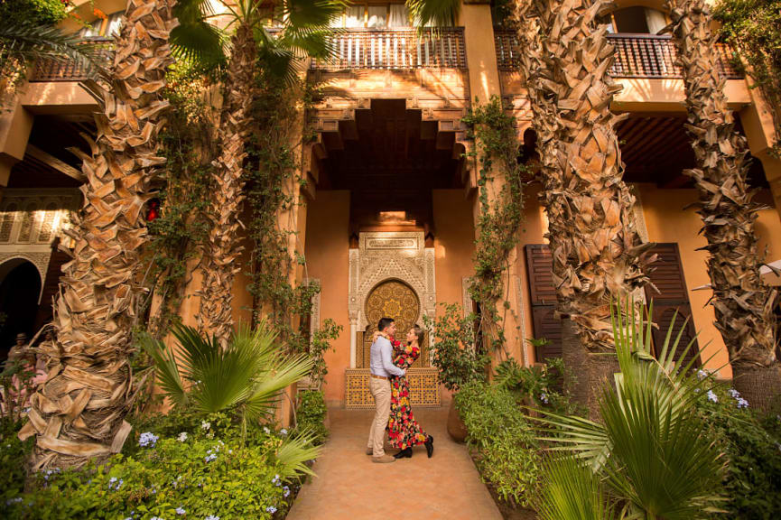 Couple in Marrakesh gardens