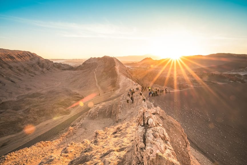 Valley of the Moon at sunset in the Atacama Desert, Chile