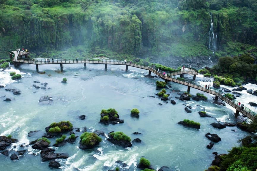 Aerial view of Iguazu Falls in Brazil.