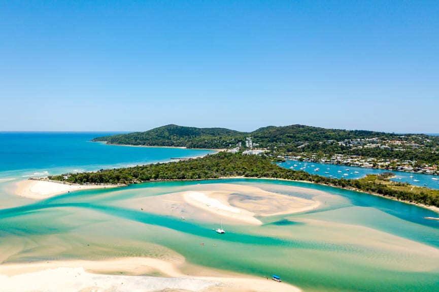 Vibrant blue water on the sunshine coast in Queensland, Australia