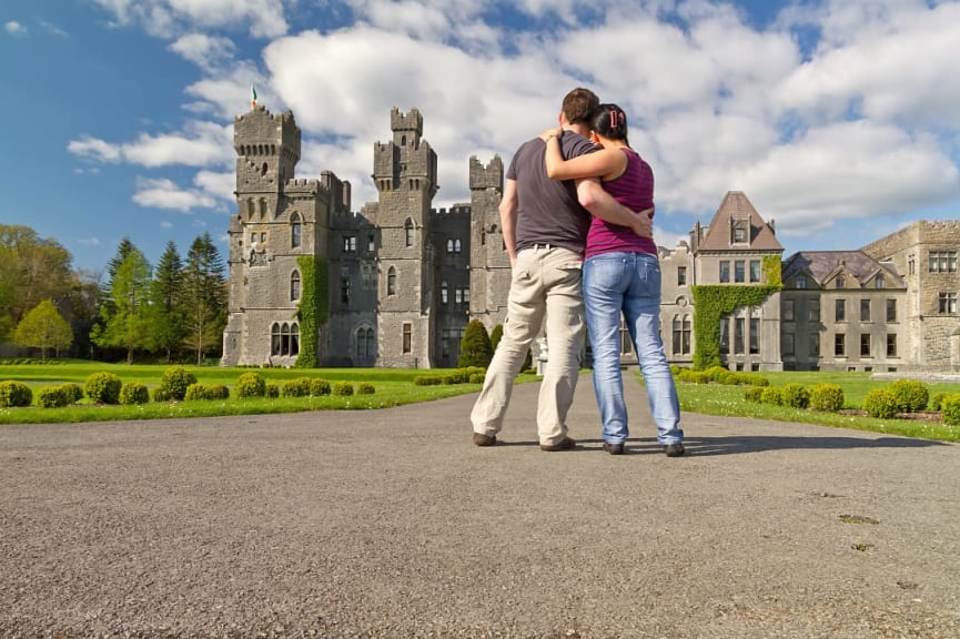 Honeymoon couple at Ashford Castle in Conge, Ireland