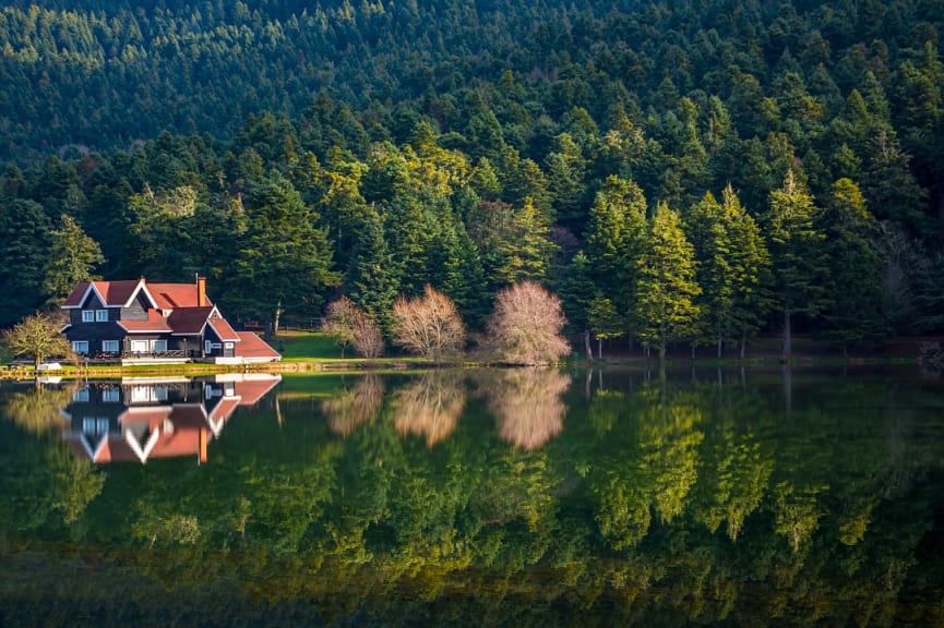 Abant Lake at Golcuk Nature Park in Bolu, Turkey