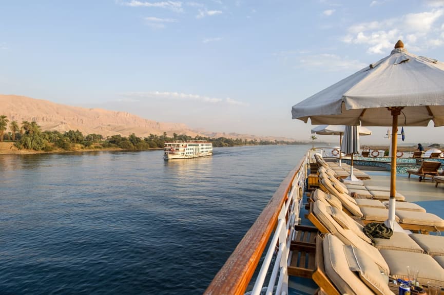 Two cruise ships on the Nile River in Egpyt