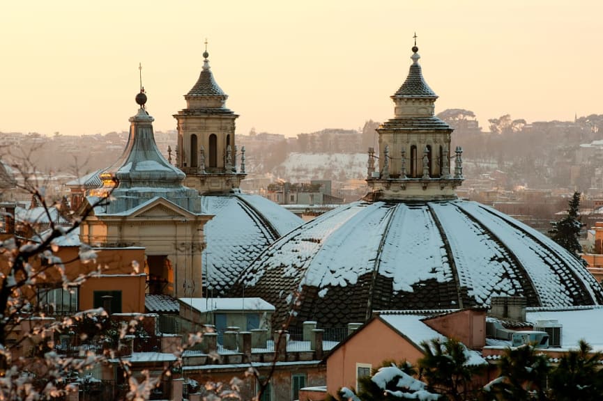 Domes of the Twin Churches in Rome, Italy