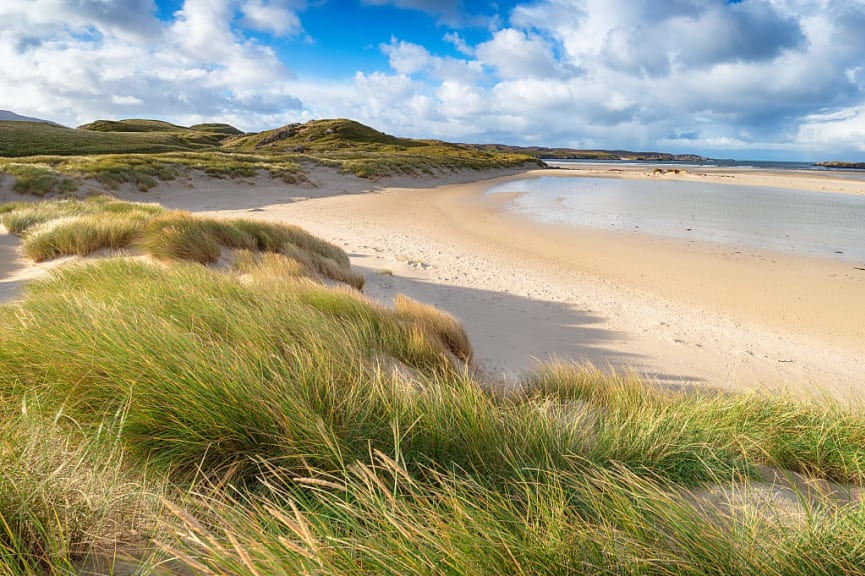 Sand dunes at Ardroil Beach on the Isle of Lewis, Scotland