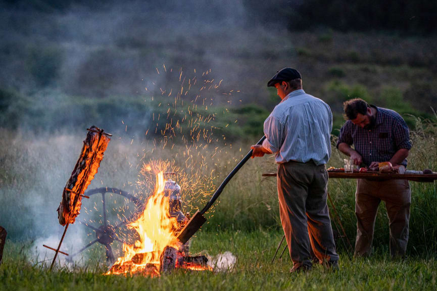 Preparing asado in Tandil, near Buenos Aires, Argentina