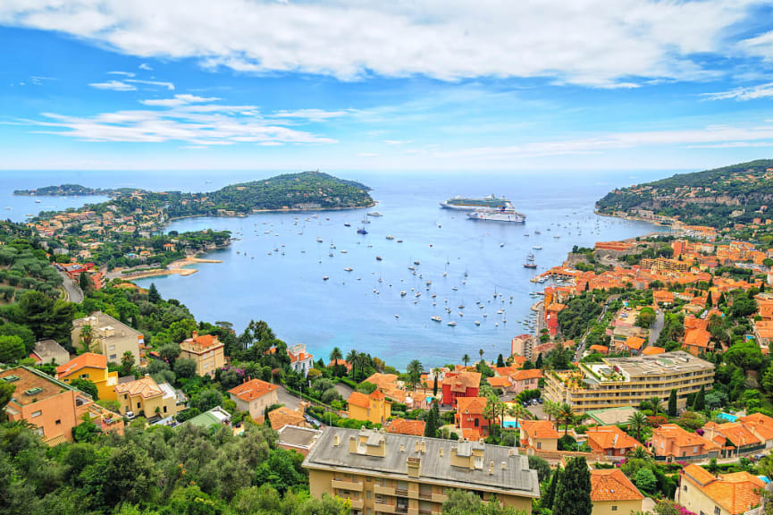 Colorful pearl of the French Riviera, Villefranche harbor, between Nice and Monaco, France