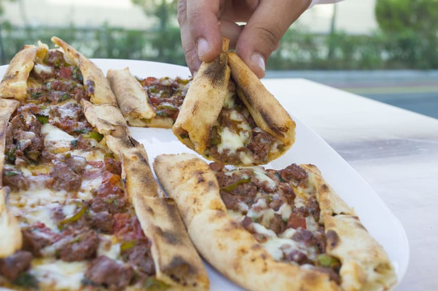 Turkey lahmacun food in Istanbul, Turkey