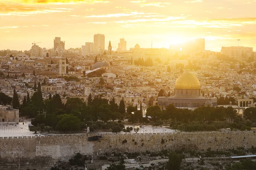 Jerusalem at sunset in Israel