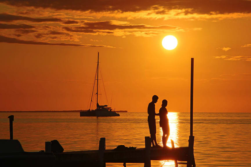 Romantic sunset at Kay Kolker, Belize