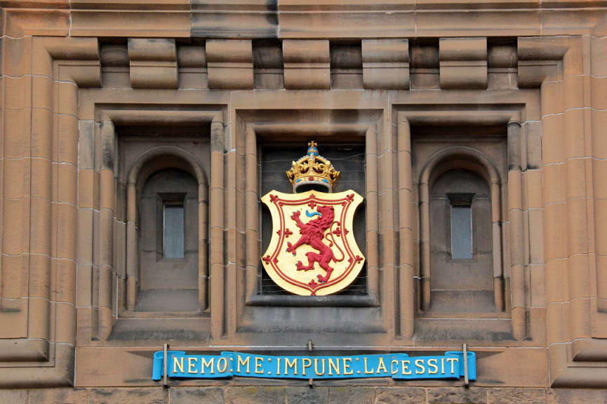 Coat of arms at Edinburgh Castle in Scotland