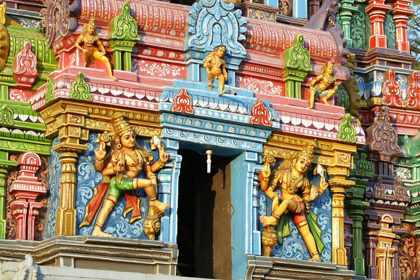 Traditional statues of gods in a Hindu temple, Mumbai, India