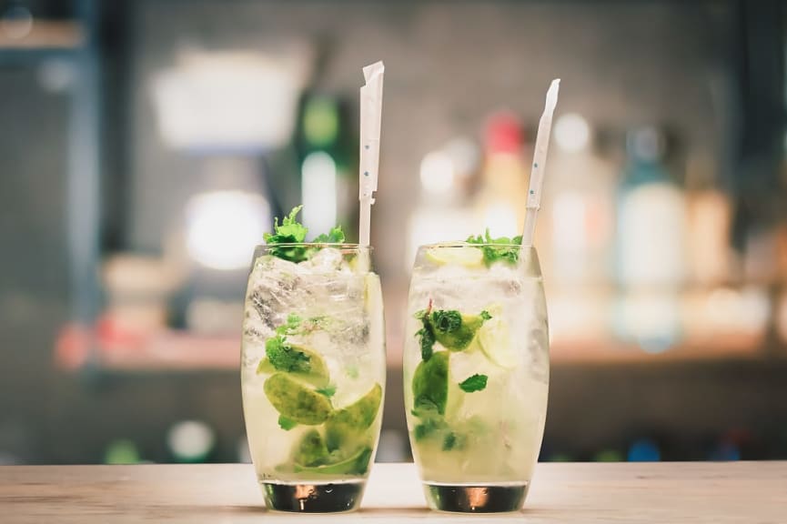 Cuban Mojito drink served at a bar in Havana