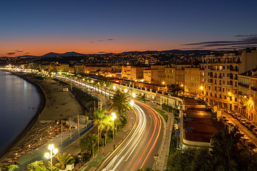 Promenade des Anglais at night, Nice